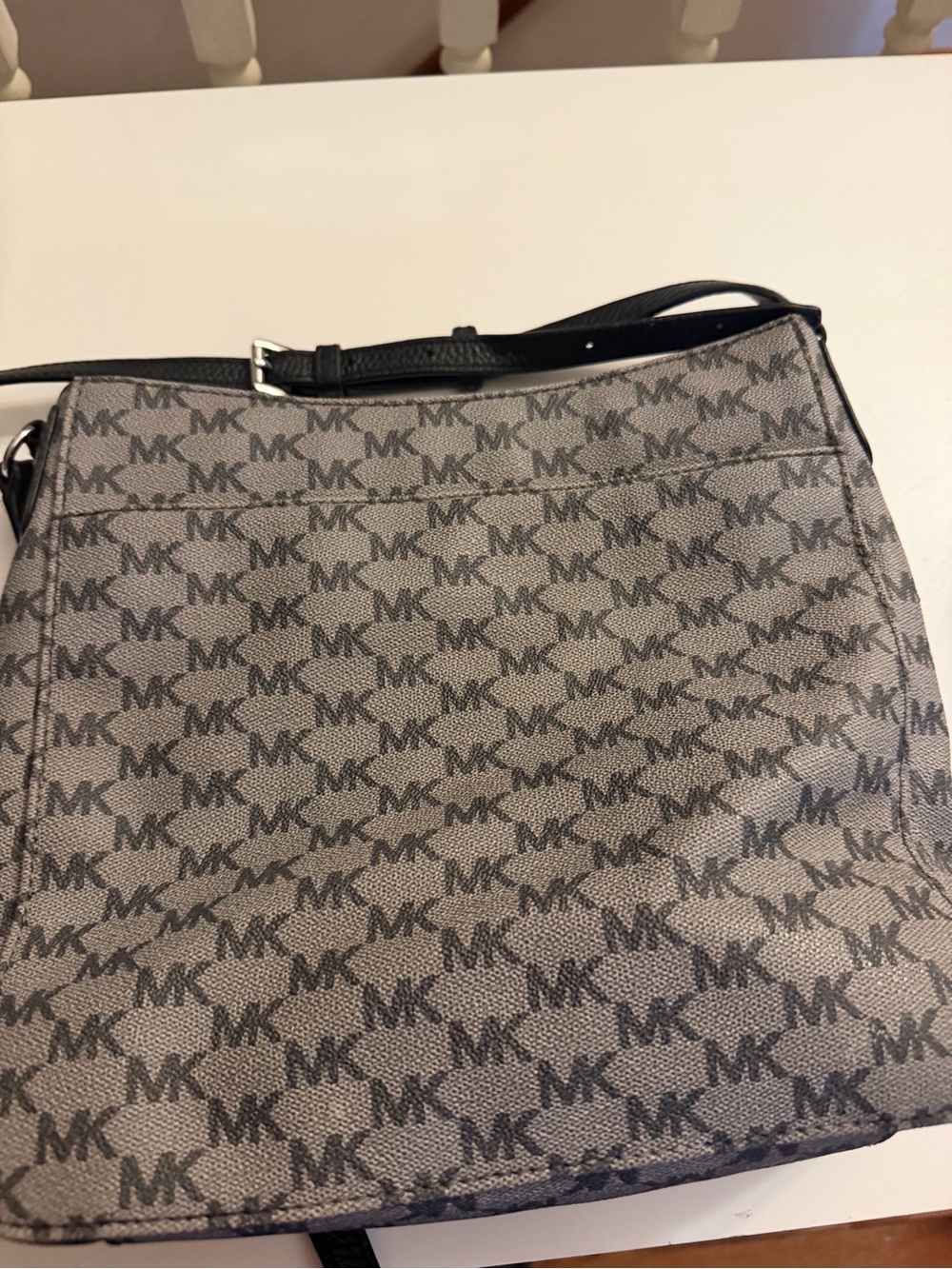 Michael Kors Gray and Black MK Logo Messenger Bag